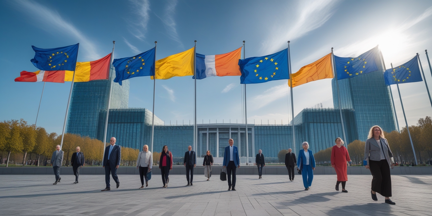Banderas de la Unión Europea e instituciones