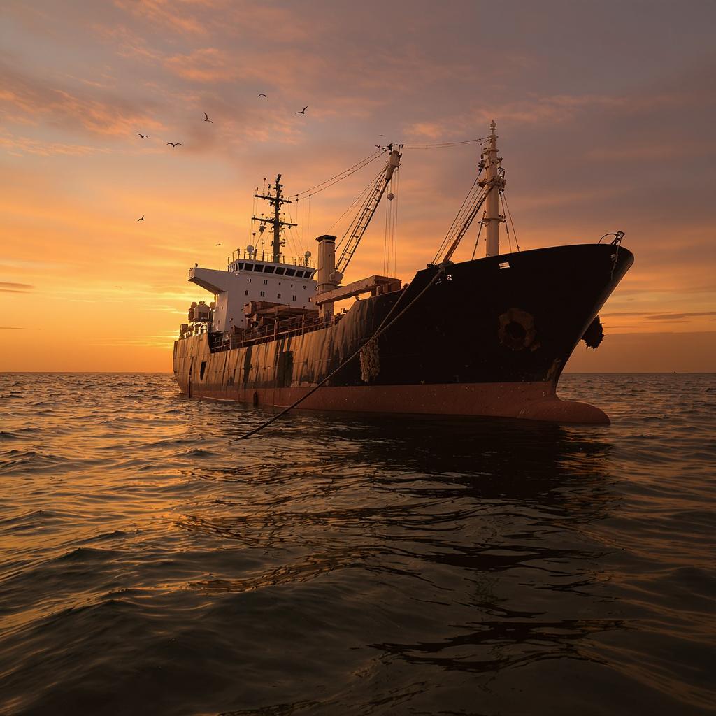 Buque varado en el mar