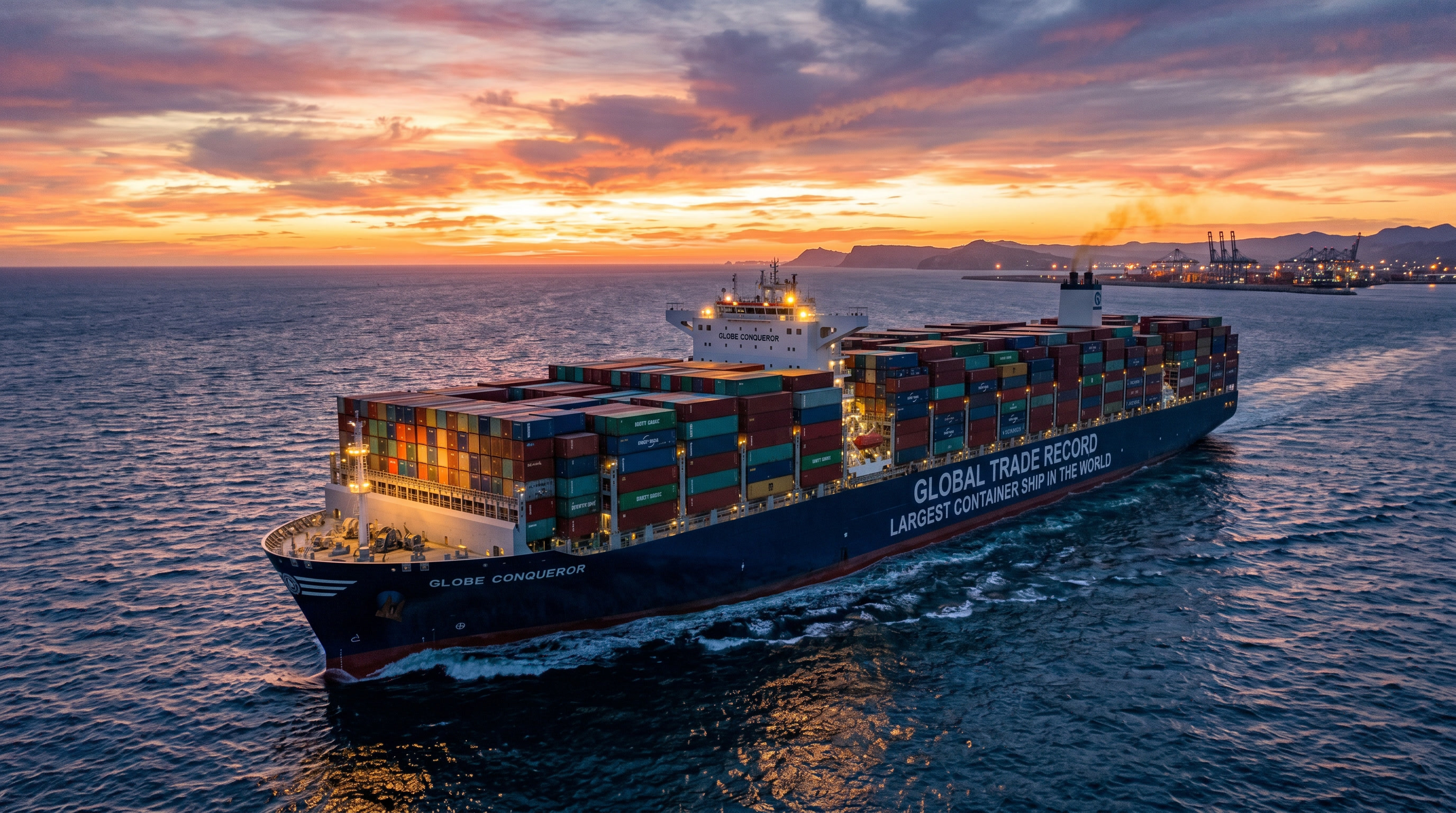 Contenedores en un puerto, simbolizando el récord del comercio mundial