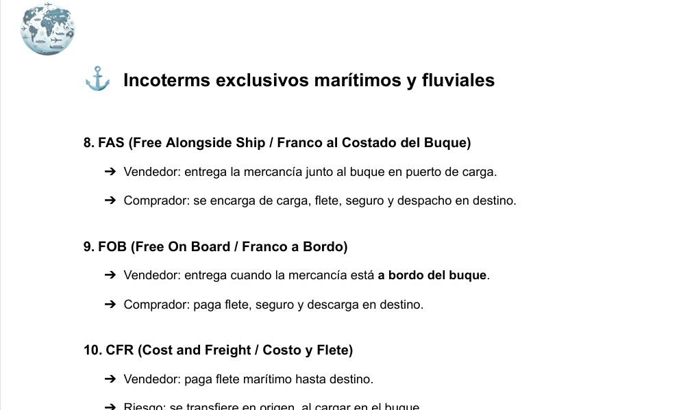 Vista previa de la guía PDF de Incoterms 2020