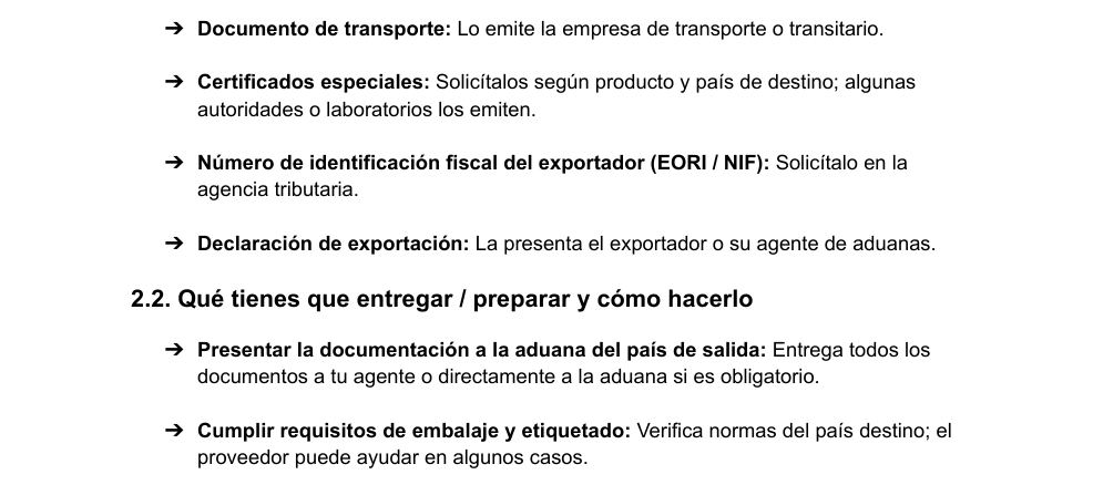 Vista previa del checklist documental para comercio internacional